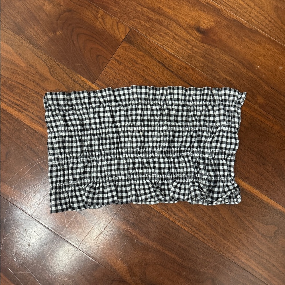 Zara Strapless Gingham Top